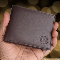 MEHZIN Men Formal Solid Brown Genuine Leather Wallet (3 Card Slots)-thumb1