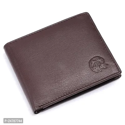 MEHZIN Men Formal Solid Genuine Leather Wallet (6 Card Slots, Brown)