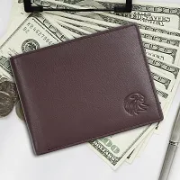 MEHZIN Men Formal Solid Brown Genuine Leather Wallet (3 Card Slots)-thumb2