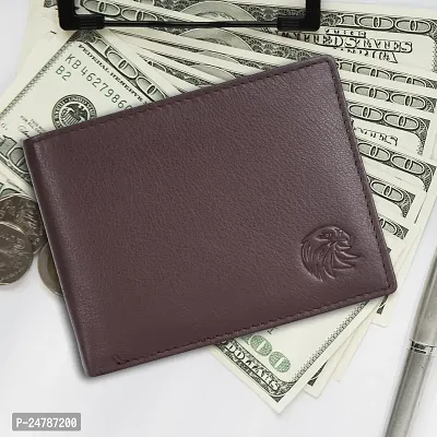 MEHZIN Men Formal Solid Brown Genuine Leather Wallet (3 Card Slots)-thumb3
