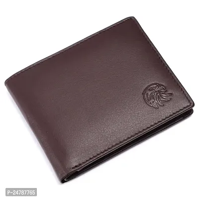 MEHZIN Men Solid Brown Genuine Leather Wallet (6 Card Slots)