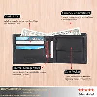 MEHZIN Men Formal Black Genuine Leather RFID Wallet With Pen  Key-Chain Combo Set (3 Card Slots)-thumb4