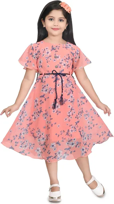 MEHZIN Girls Blend Below Knee Casual Fit and Flare Dress