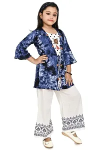 Girls Festive  Party Kurta and Palazzo Set  (Blue Pack of 1)-thumb1