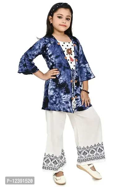 Girls Festive  Party Kurta and Palazzo Set  (Blue Pack of 1)-thumb2