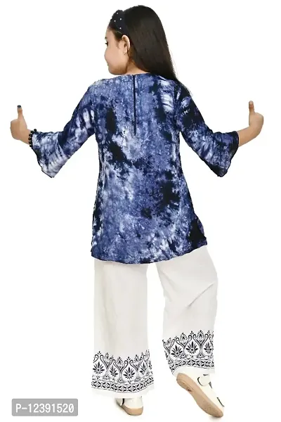 Girls Festive  Party Kurta and Palazzo Set  (Blue Pack of 1)-thumb4