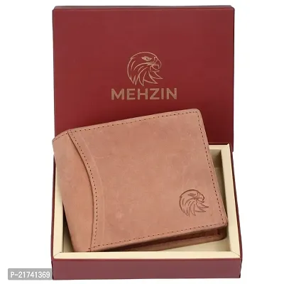 MEHZIN  Men Formal Tan Genuine Leather RFID Wallet  (9 Card Slots)-thumb0