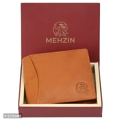 MEHZIN  Men Formal Tan Genuine Leather RFID Wallet  (9 Card Slots)