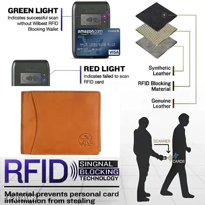 MEHZIN  Men Formal Tan Genuine Leather RFID Wallet  (9 Card Slots)-thumb2