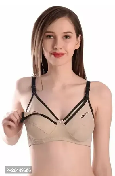 Stylish Cotton Solid Brown Maternity Bras For Women