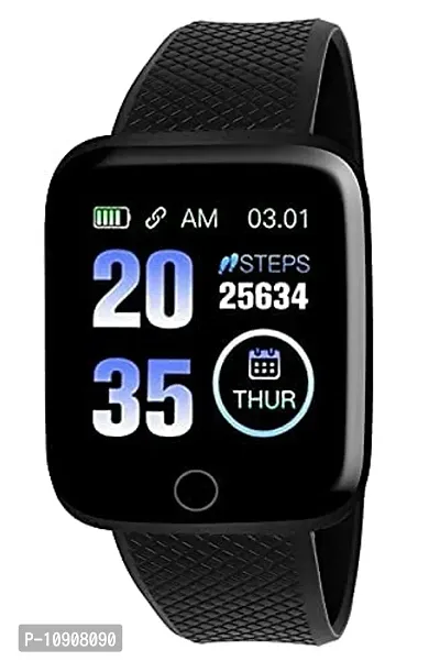 AJO ID116 Plus Bluetooth Fitness Smart Watch for Men and Women Activity Tracker (Black)-thumb0