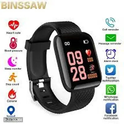 D16 Smart Watch Smartwatch  (Black Strap, Free Size)-thumb0