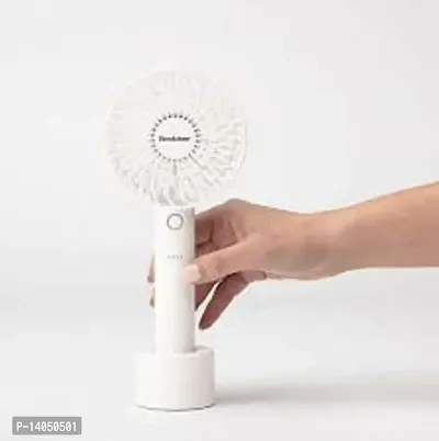 Rechargeable desk and portable fan - 3 positions - USB charging - 3W - with holder - LED indicator - White-thumb0