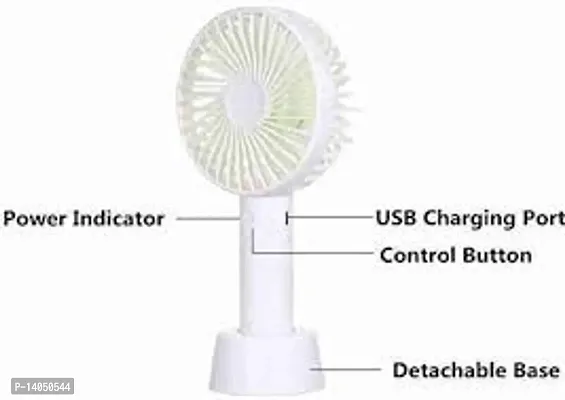 Rechargeable desk and portable fan - 3 positions - USB charging - 3W - with holder - LED indicator - White