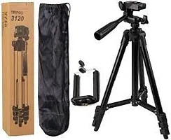 Tripod 3120 Smart Aluminium Adjustable Portable and Foldable Tripod Stand Clip (Black)-thumb2