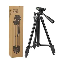 Tripod 3120 Smart Aluminium Adjustable Portable and Foldable Tripod Stand Clip (Black)-thumb2