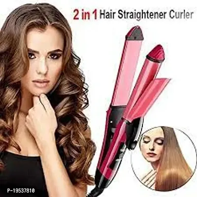 NHC-2009 2 in 1 Hair Straightener and Curler (Pink)-thumb0