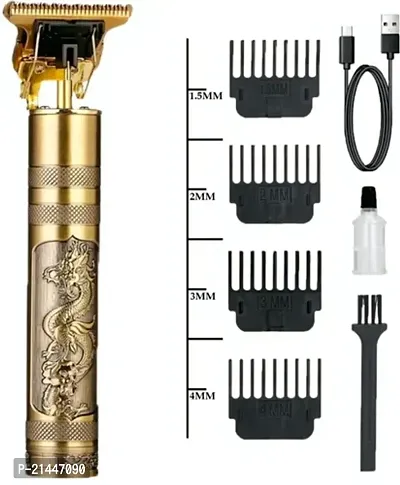 Professional Golden t99 Trimmer Haircut Grooming Kit Metal Body Rechargeable 40 Trimmer 120 min Runtime 3 Length Settings (Gold)-thumb0