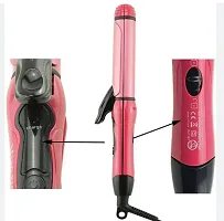 Straightener Machine NOVA NHC-2009 2IN1 Hair Straightener  Hair Curler pink rod-thumb1