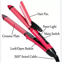 Straightener Machine NOVA NHC-2009 2IN1 Hair Straightener  Hair Curler pink rod-thumb2