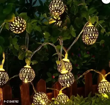 Small Ball Shape Golden Metal String Light Plug-in Mode with Rice Metal Fairy Lights for Home Decoration, Diwali christmas Outdoor, Indoor, Festival Fancy Seasonal Indoor String Lights-thumb2