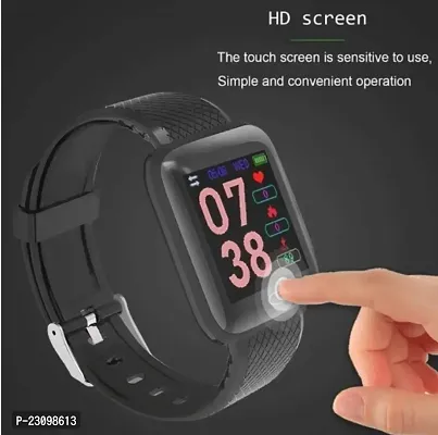 D16 Smart Watch Smartwatch  (Black Strap, Free Size)-thumb0