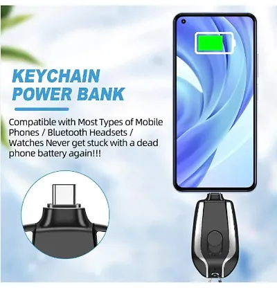 Keychain Portable Charger For Iphone  Type C, 1500mAh Mini Power Emergency Pod, Ultra-Compact External Fast Charging Power Bank | Lot Imported