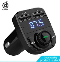 CAR X8 FM Transmitter Car Kit for Hands Free Call Receiver/Stereo Music Player/TF Card/Aux Mobile Connector and USB Mobile Charger for All Smartphones - (Black)-thumb2
