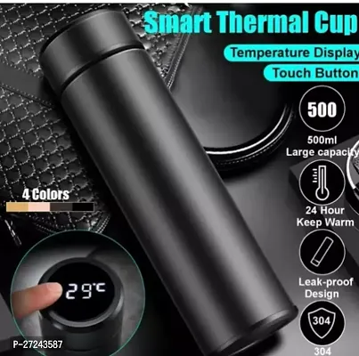 LED Temperature Display Vacuum Insulated Water Bottle(Black)-thumb0