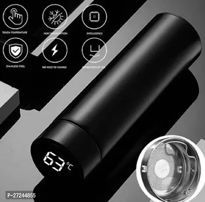 LED Temperature Display Vacuum Insulated Water Bottle(Black)-thumb0