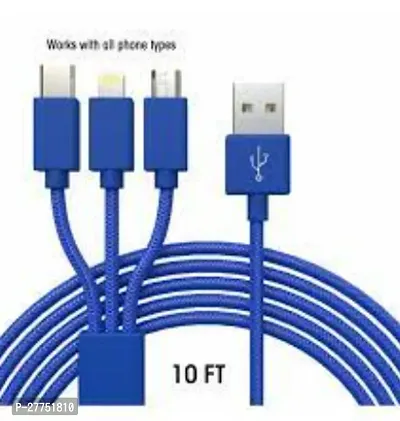3 in 1 Charging Triple USB Cable Fast Charging Multi Pins for Android iPhone and Type C Mobile Charger