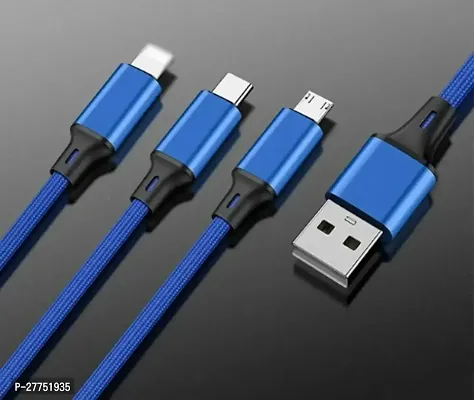 3 in 1 Charging Triple USB Cable Fast Charging Multi Pins for Android iPhone and Type C Mobile Charger-thumb0