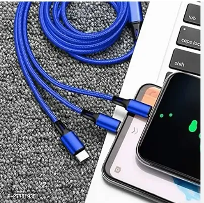3 in 1 Charging Triple USB Cable Fast Charging Multi Pins for Android iPhone and Type C Mobile Charger-thumb2