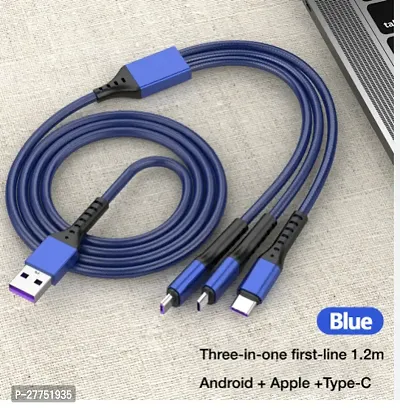 3 in 1 Charging Triple USB Cable Fast Charging Multi Pins for Android iPhone and Type C Mobile Charger-thumb3