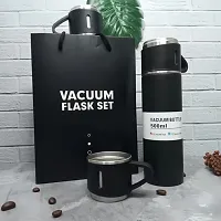 Stainless Steel Vacuum Flask and Flask Set 3 Steel Cups with Flask Combo Ideal Gift for Diwali and Birthday Gift Return Gift (Multicolour)-thumb1