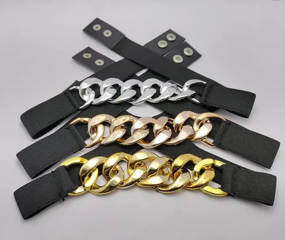 Trendy Women Belt With Adjustable Chain Pack of 3