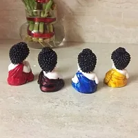 Luvcraft Colorful 4 Monks Buddha Figurines - for Home Decor| Office Decor| Christmas Decor| Diwali Decor| Vaastu Decor| Fengshui Decorative Showpiece - 6 cm  (Polyresin, Multicolor)-thumb1