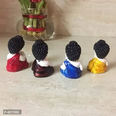 Luvcraft Colorful 4 Monks Buddha Figurines - for Home Decor| Office Decor| Christmas Decor| Diwali Decor| Vaastu Decor| Fengshui Decorative Showpiece - 6 cm  (Polyresin, Multicolor)-thumb2