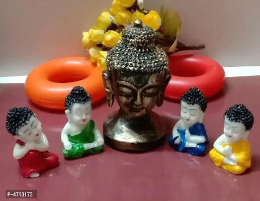 Luvcraft Set of 5 Multicolor Monks Buddha Figurines - for Home Decor| Office Decor| Chrismas Decor| Diwali Decor| Vaastu Decor| Fengshui Decorative Showpiece-thumb0