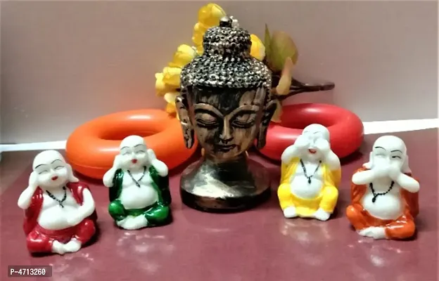 Luvcraft Set of 5 Multicolor Monks Buddha Figurines - for Home Decor| Office Decor| Chrismas Decor| Diwali Decor| Vaastu Decor| Fengshui Decorative Showpiece - 5 cm-thumb0