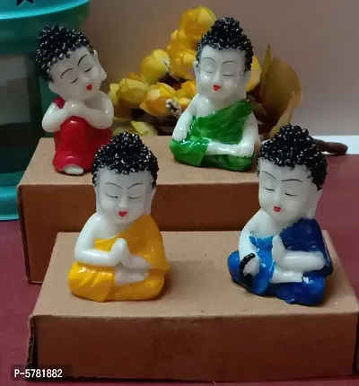 Luvcraft Colorful 4 Monks Buddha Figurines - for Home Decor| Office Decor| Chrismas Decor| Diwali Decor| Vaastu Decor| Fengshui Decorative Showpiece