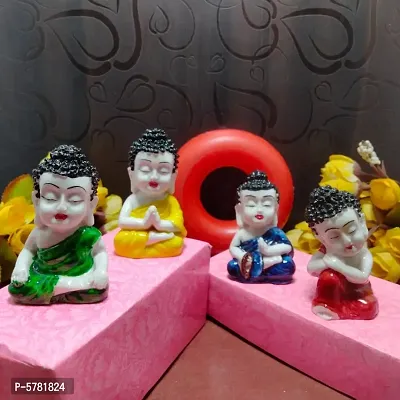 Colorful 4 Monks Buddha Figurines - for Home Decor| Office Decor| Chrismas Decor| Diwali Decor| Vaastu Decor| Fengshui Decorative Showpiece