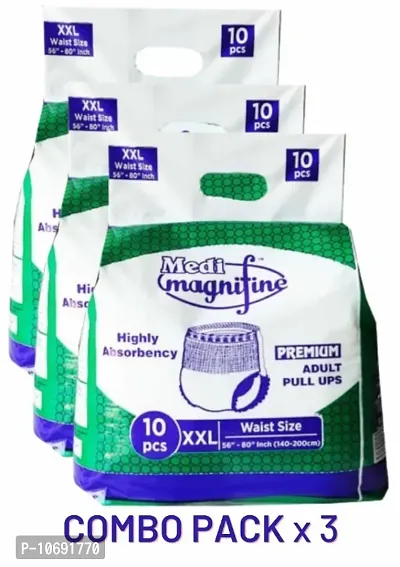 Medi-Magnifine Adult Diapers(Combo Pack of 3) | Premium Pull Up Pants | Size XXL | 10 Pieces in each Pack-thumb0