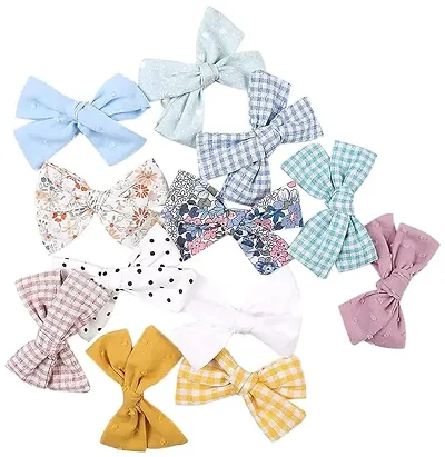 Stylish Hair Accessories  Hair Bows  Ribbon Bows with Alligator Clip Hair Pins Hair Clips For Toddlers Kids Baby Girls Women MULTICOLOR (SET OF 12)