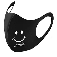 Hardia smile smily Stretchable stylish face mask black colour  for men  women pack of 9-thumb1