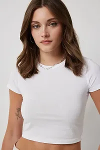 Stylish White Cotton Solid Top For Women-thumb2