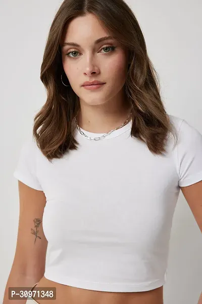 Stylish White Cotton Solid Top For Women-thumb3