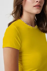 Stylish Yellow Cotton Solid Top For Women-thumb1