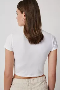 Stylish White Cotton Solid Top For Women-thumb1