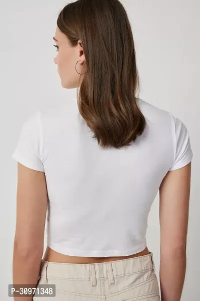 Stylish White Cotton Solid Top For Women-thumb2